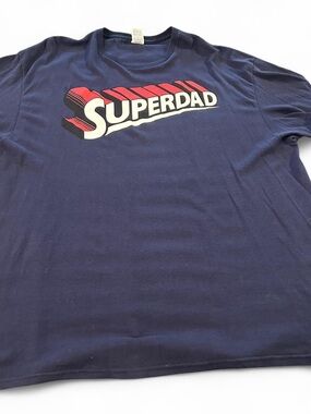 Delta Pro Weight Navy Blue "SUPERDAD" Graphic T-shirt, Size 2XL, New